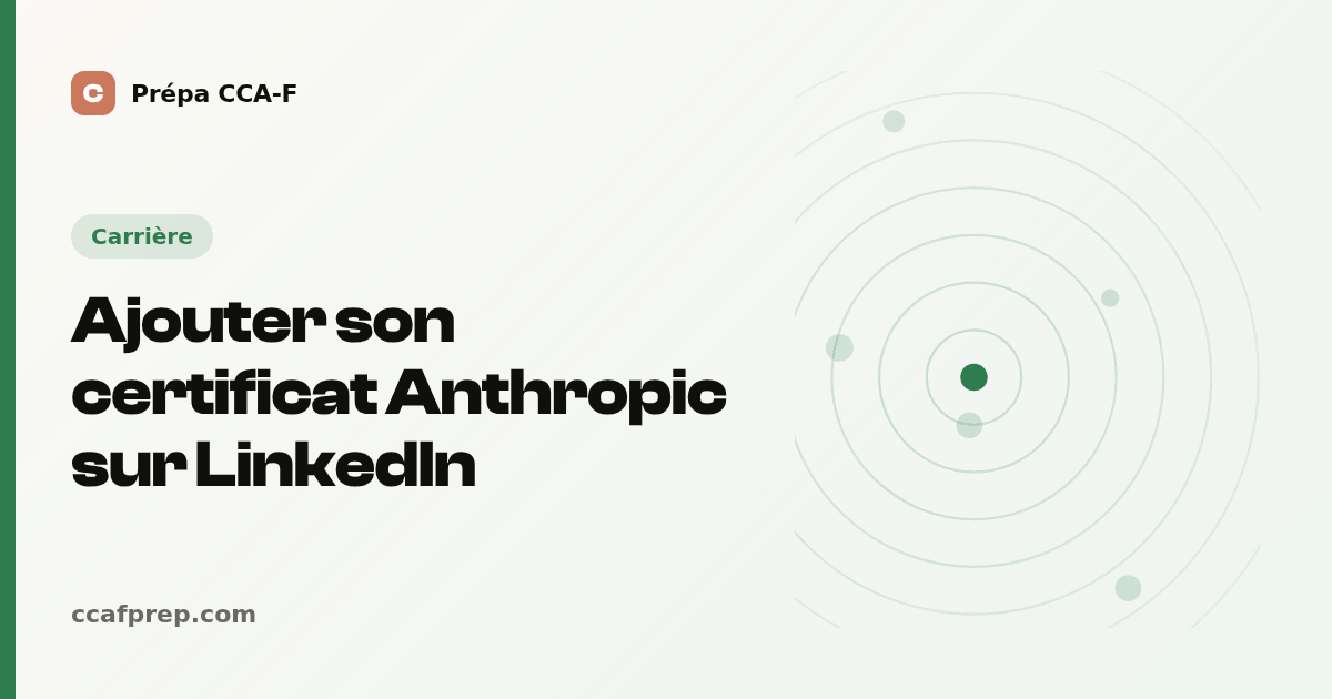 Ajouter son certificat Anthropic sur LinkedIn — illustration Prépa CCA-F
