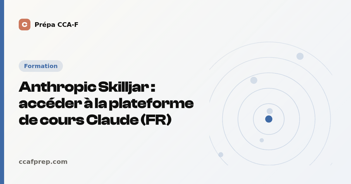 Anthropic Skilljar : accéder à la plateforme de cours Claude (FR) — illustration Prépa CCA-F